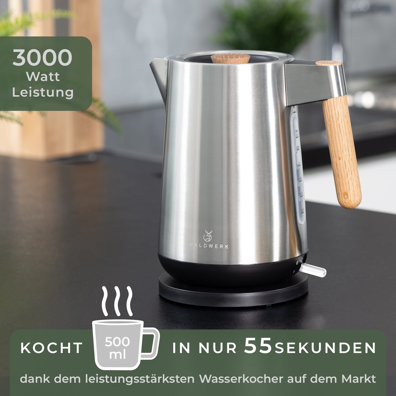 elektrischer Wasserkocher 1,7L 3000W – WALDWERK